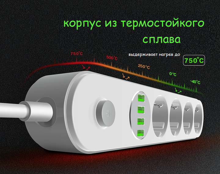 Удлинитель сетевой Ldnio 4 розетки, 4 USB SE4432 3,4a - Фото 4 Удлинитель сетевой Ldnio 4 розетки, 4 USB SE4432 3,4a - изображение 4