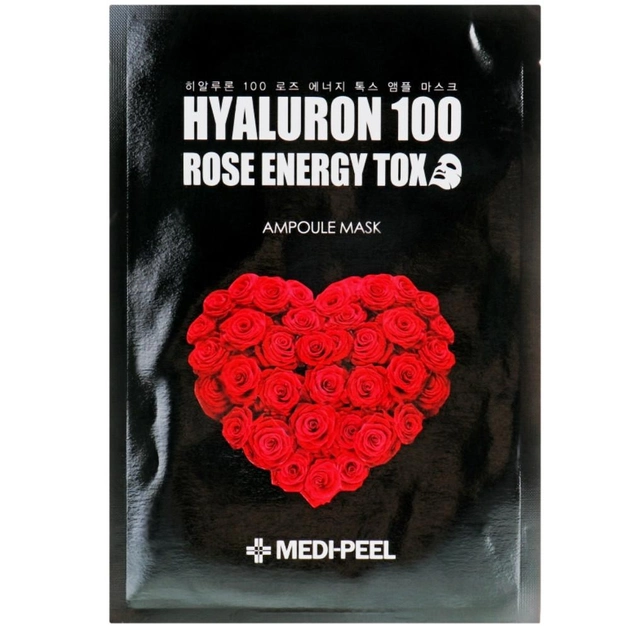 Тканевая ампульная маска для лица с экстрактом розы Medi-Peel Hyaluron 100 Rose Energy Tox Mask 30 г (8809409343600) 