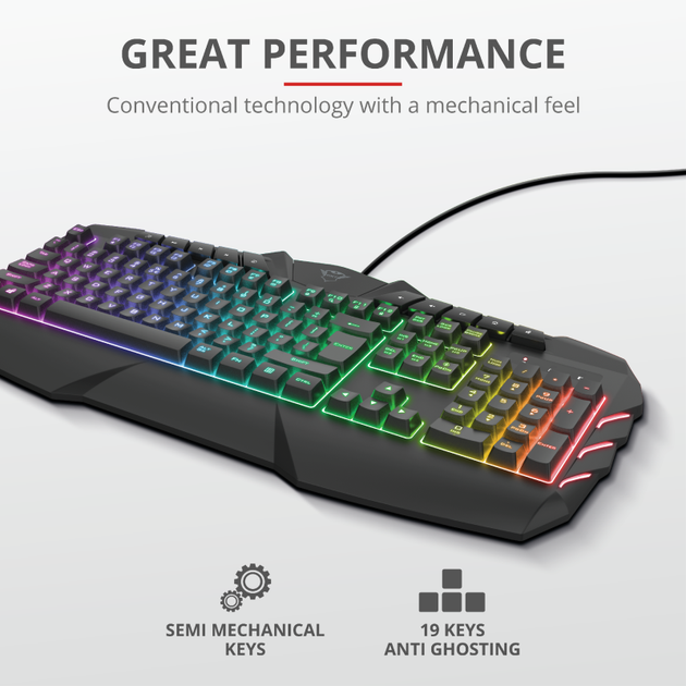 Клавіатура дротова TRUST GXT 881 ODYSS Semi-Mech Keyboard USB (24303) - зображення 5