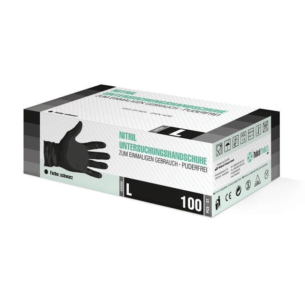 Перчатки Нитриловые Неопудренные SF MEDICAL Черные L (100 шт) - изображение 1