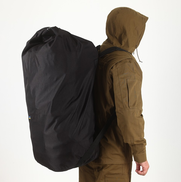 Баул-рюкзак на 100 литров Чёрный влагозащитный, тактический вещевой мешок MELGO - изображение 1
