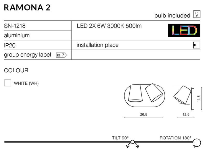 Бра AZzardo RAMONA 2 SWITCH AZ2564 - зображення 3