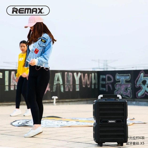 Акустика-караоке Remax Outdoor portable karaoke Bluetooth speaker X5 |50W, 6 Hours|з 2-ма мікрофонами - Фото 8 Акустика-караоке Remax Outdoor portable karaoke Bluetooth speaker X5 |50W, 6 Hours|з 2-ма мікрофонами - зображення 8