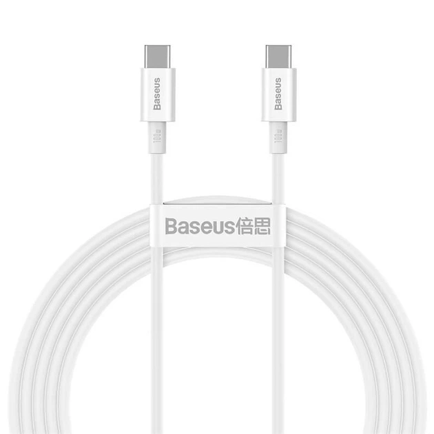 Кабель Type-C на Type-C BASEUS Superior Series Fast Charging Data Cable (2M, 5A, 100W). White - изображение 4