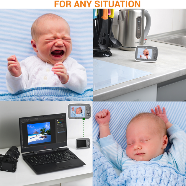 Цифрова бездротова відеоняня Baby Monitor SM-35 із кольоровим 3.5 дисплеєм. - зображення 6