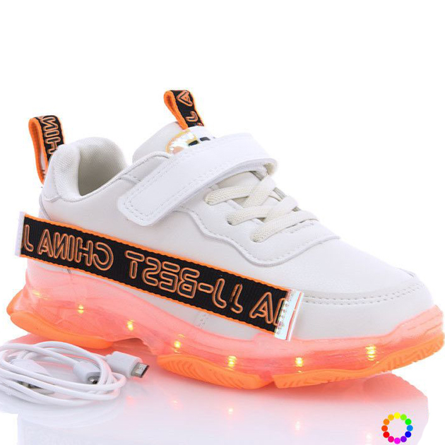 Кроссовки с LED-подсветкой и зарядкой USB Jong Golf N10156-6 28 Бело ...