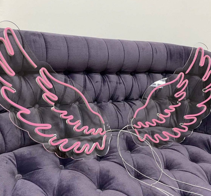 Неонові крила Manific Decor на прозорій акриловій основі Рожеві 100*25 см ( N.04.0) - зображення 4