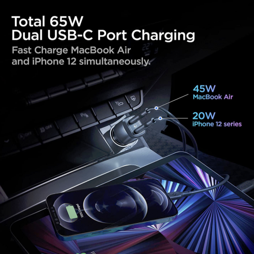 Зарядний пристрій Spigen PC2000 PowerArc 2-Port Car Charger PD65W/QC3.0 Black (ACP02562) - зображення 2