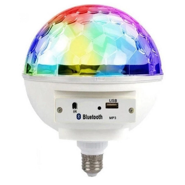 Светодиодный диско-шар с динамиком и блютуз, диско-лампа под патрон Е27, d-16 см светомузыка для дома - изображение 2