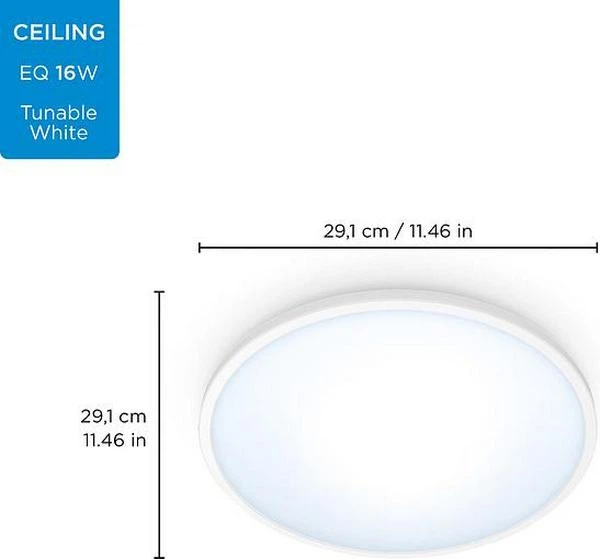 Стельовий світильник WiZ SuperSlim Ceiling 16 W 2700-6500 K Wi-Fi білий (8719514338012) - зображення 6