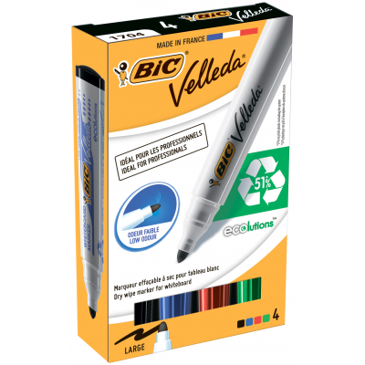 Набор маркеров Bic Набор для сухостираемых досок Velleda Ecolutions на спирто (bc904941) - изображение 2