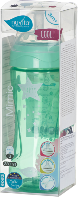 Дитяча антиколькова пляшечка для годування Nuvita Mimic Cool 330 мл Зелена (NV6052GREEN) - зображення 2