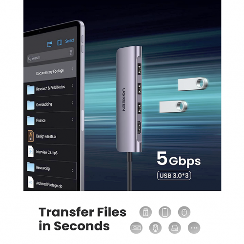 USB-хаб Ugreen USB-C Hub 6-in-1 Multifunctional - изображение 4