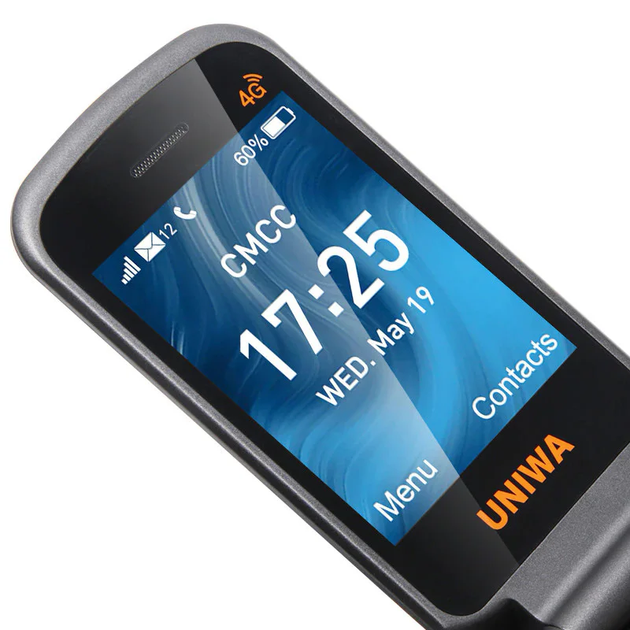 Мобільний телефон Uniwa V909T black Кнопковий Розкладачка 2,8"/1,77" 2250mAh (1486zp) - Фото 4 Мобільний телефон Uniwa V909T black Кнопковий Розкладачка 2,8"/1,77" 2250mAh (1486zp) - зображення 4