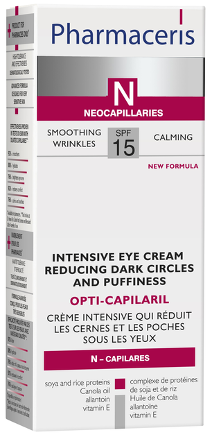 Интенсивный крем уменьшающий отеки и круги под глазами Pharmaceris N Opti-Capilaril SPF15 15 мл (5900717152915) - изображение 2