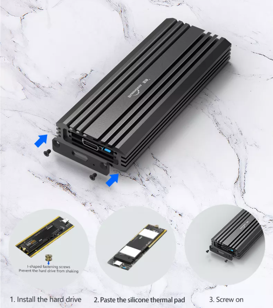 Внешний карман Blueendless 2807SN для M.2 SSD NVMe (PCIe) / NGFF (Sata) Type-C USB 3.1 Gen 2 - изображение 14