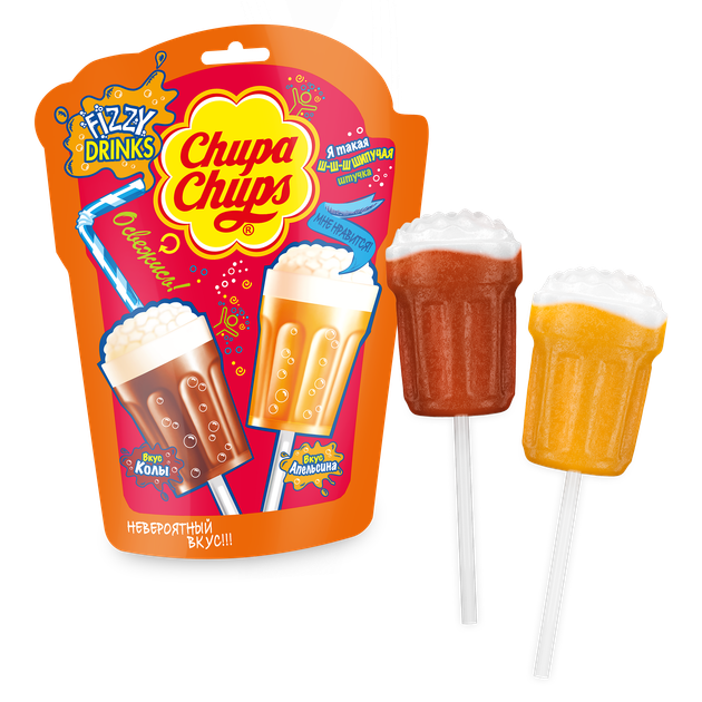 Леденцы карамельные-шипучка Chupa Chups Fizzy Drink 7 шт х 15 г ...