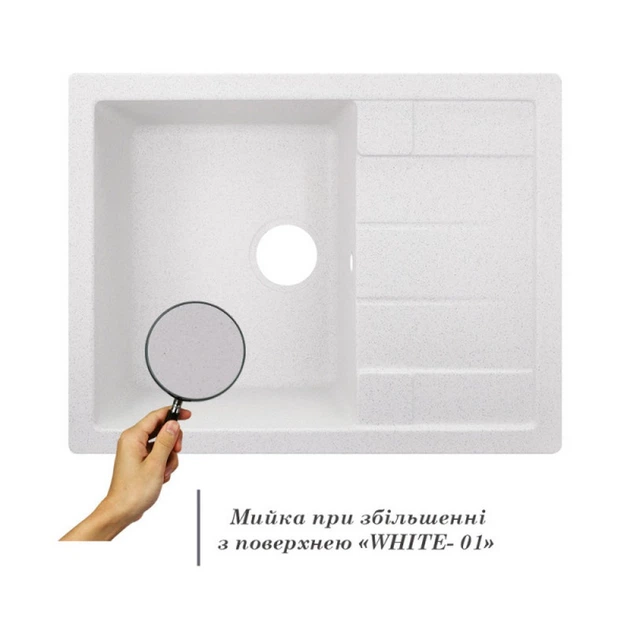 Кухонна мийка Lidz 650x500/200 WHI-01 (LIDZWHI01650500200) - зображення 3