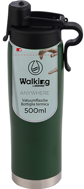 Термокружка Bergner Walking Anywhere матовая 500 мл Темно-зеленая (BG ...