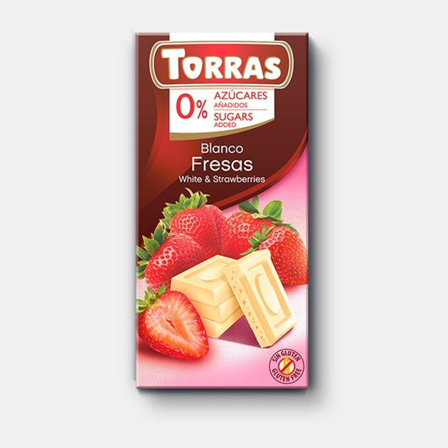 Шоколад білий з полуницею без цукру без глютену Torras, 75г – купить в ...