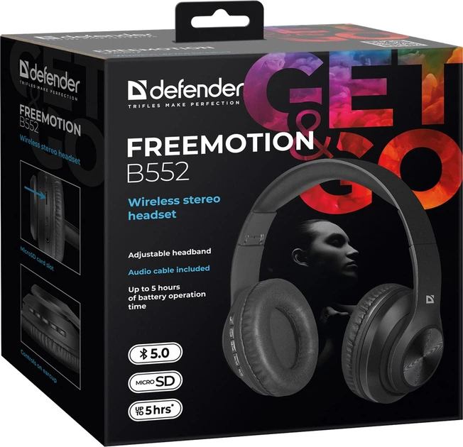 Навушники Defender FreeMotion B552 Bluetooth Black (4714033635523) - зображення 8