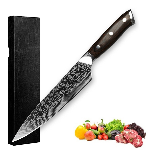 Кухонный нож шеф-повара 20 см с лазерным дамасским узором (CKSSLDP-03 .