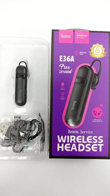 Bluetooth гарнитура Hoco E36A Чёрный - изображение 3