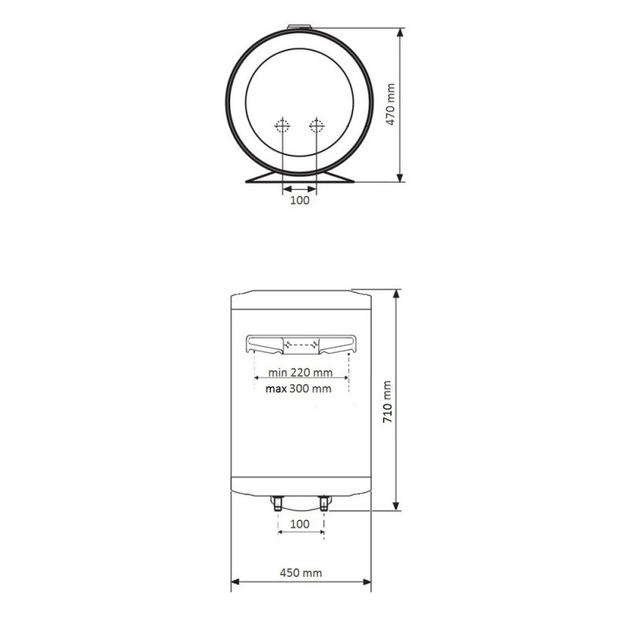 Бойлер електричний вертикальний 100л PROMOTEC PROMOTEC мокрий тен 1.5кВт 710x450x470мм GCVOL100441 - зображення 2