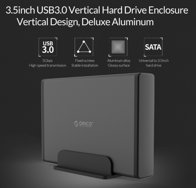 Внешний карман Orico 7688U3 для 3.5" HDD USB 3.0 с подставкой - Фото 3 Внешний карман Orico 7688U3 для 3.5" HDD USB 3.0 с подставкой - изображение 3