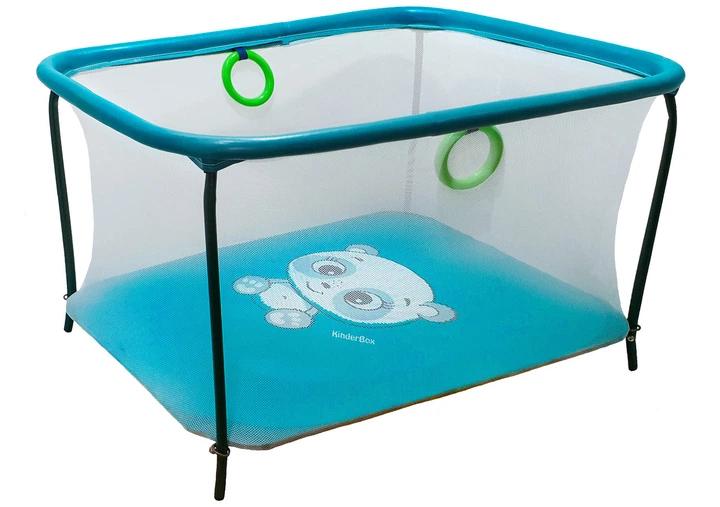Манеж дитячий ігровий KinderBox люкс Бірюзовий панда з дрібною сіткою (R 77554) - зображення 4