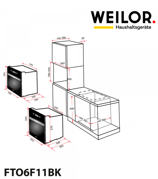 Духова шафа електрична WEILOR FTO6F11BK - зображення 20