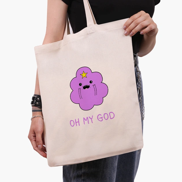 Эко сумка шоппер Время приключений Принцесса пупырка (Adventure Time Lumpy Space Princess) (9227-1575) 41x35 см Бежевый - изображение 3