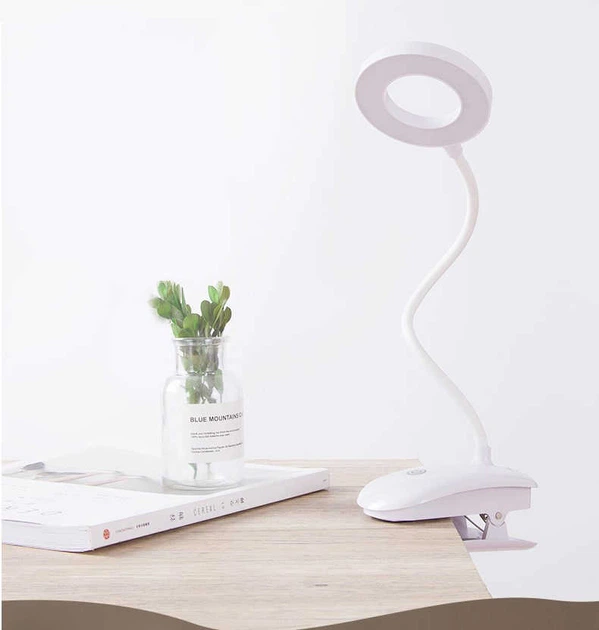 Настольная LED лампа 4200К на прищепке кольцевая с аккумулятором 2000 mAh Clip Lamp белая (CL-18544) - изображение 8