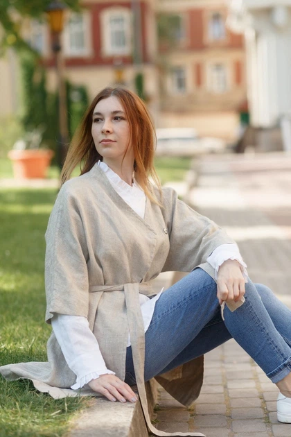 Льняное пальто VIL'NI Йонкерс натуральный 50 - изображение 2