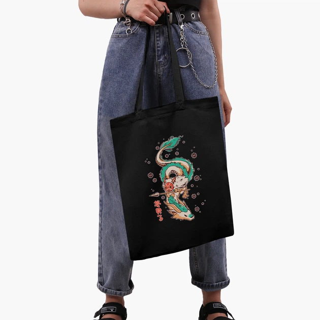 Эко сумка шоппер на молнии Spirited Away (9227-2832) 41x35 см Черный - изображение 6