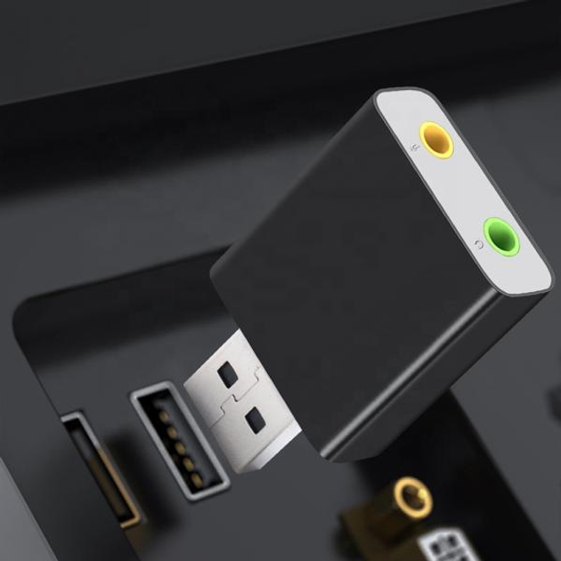 Звуковая карта Erston USB Sound Card 7.1 Channel, Black - изображение 3