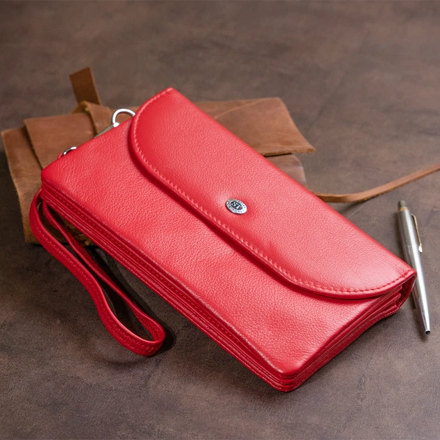 Жіночий клатч ST Leather з натуральної шкіри великого розміру червоного кольору для карт (bg193fash21) - Фото 11 Жіночий клатч ST Leather з натуральної шкіри великого розміру червоного кольору для карт (bg193fash21) - зображення 11