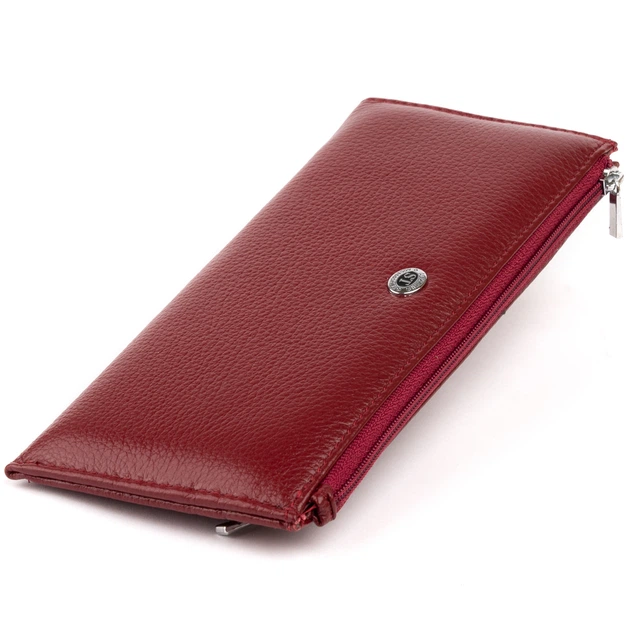 Горизонтальный тонкий кошелек из кожи женский ST Leather 19326 Бордовый - Фото 1 Горизонтальный тонкий кошелек из кожи женский ST Leather 19326 Бордовый - изображение 1