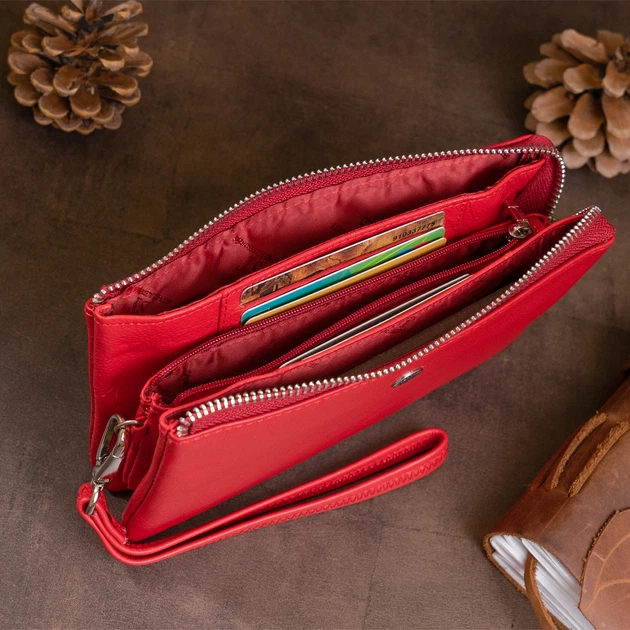 Стильный красный клатч из натуральной кожи для женщин ST Leather большой формата (bg192fash51) - изображение 10
