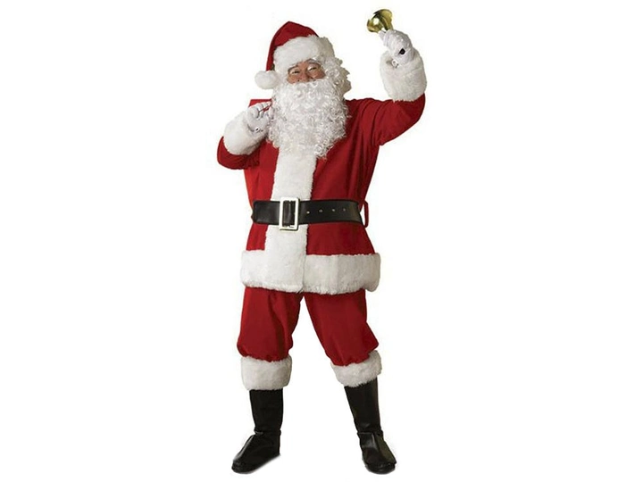 Костюм Санта Клауса Деда Мороза BauTech Плащ штаны борода пояс перчатки шапка L Красный (1010-235-01) 