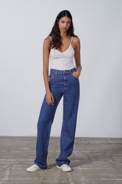 Джинсы широкие Zara The 90s Full-Length 36 синий 7223/247
