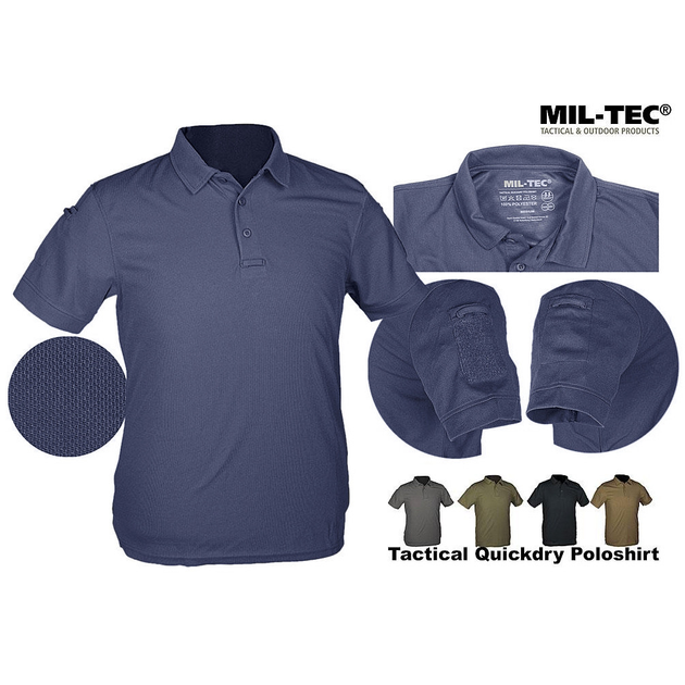 Тактична потовідвідна футболка-поло Mil-tec темно-синя розмір M (10961003_M) - зображення 2