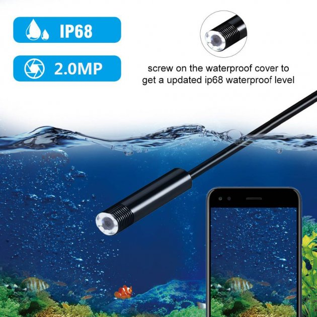 Wi-Fi / USB эндоскоп KERUI 1200P/2Mp/8mm/ (2 метра) технический бороскоп для смартфона телефона - изображение 5