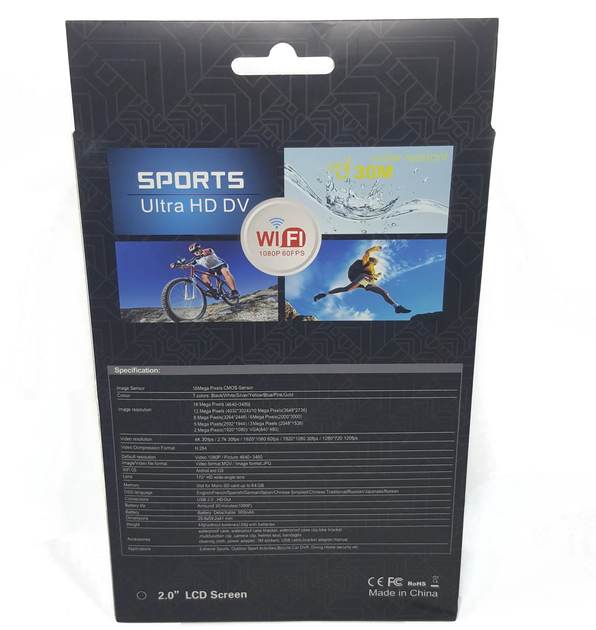 Спортивная видео экшн-камера Waterproof Sport Action Camera WiFi 4K Ultra HD c аквабоксом WI-FI 16 MP - изображение 7