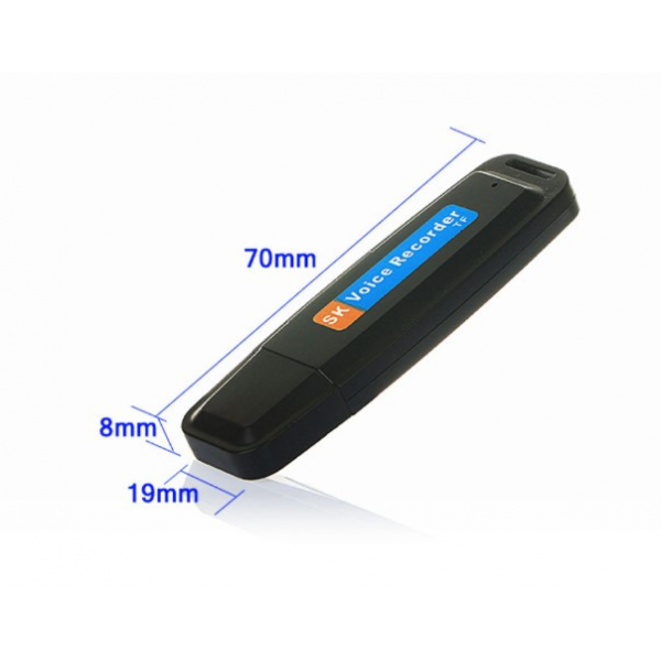 Цифровой диктофон портативный SK Voice Recorder в виде флешки с поддержкой карты памяти до 32 Гб, Black - изображение 4