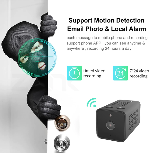Wi-Fi ip мини камера EVKVO E1 c работой аккумулятора до 15 часов, при датчиком движения до трех суток, ночной съемкой, 1080P HD, 140 градусов - изображение 7