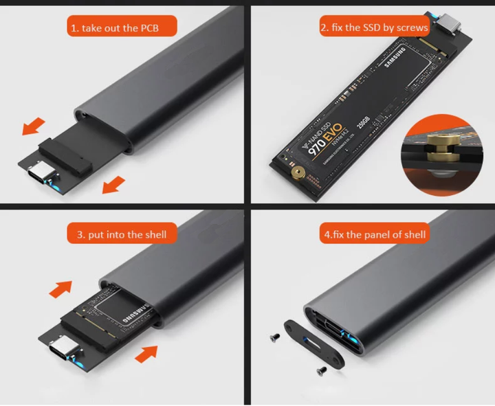Зовнішня кишеня Blueendless 2802N для NVMe (PCIe) M2 SSD USB 3.1 Gen 2 Type-C - зображення 5