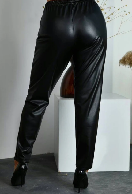 Женские брюки на меху из эко-кожи GF01615 р48 черные - Фото 3 Женские брюки на меху из эко-кожи GF01615 р48 черные - изображение 3