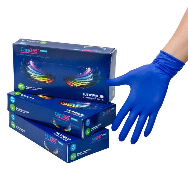 Медицинские нитриловые перчатки Care365, 100 шт, 50 пар, размер L - зображення 1