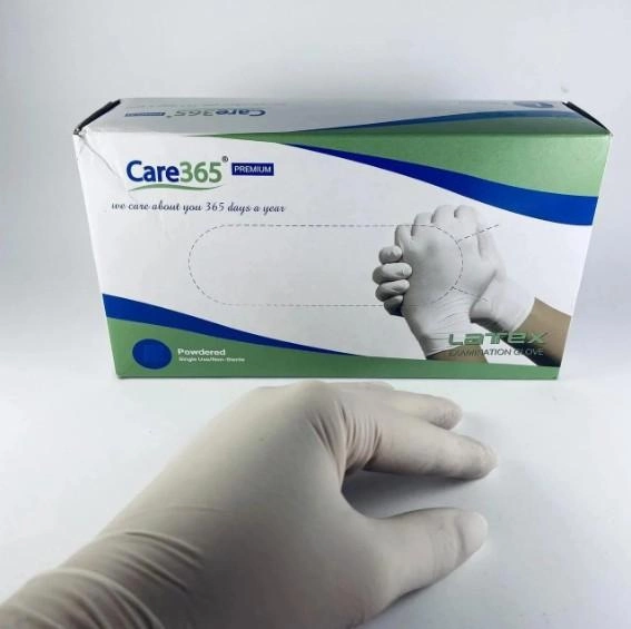 Медицинские латексные перчатки Care365, 100 шт, 50 пар, с пудрой, размер S - зображення 1